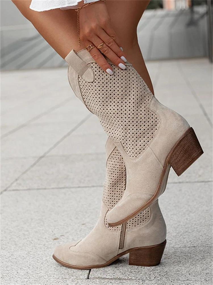 Edie | Women's Perforated Cowboy Waterproof Boots