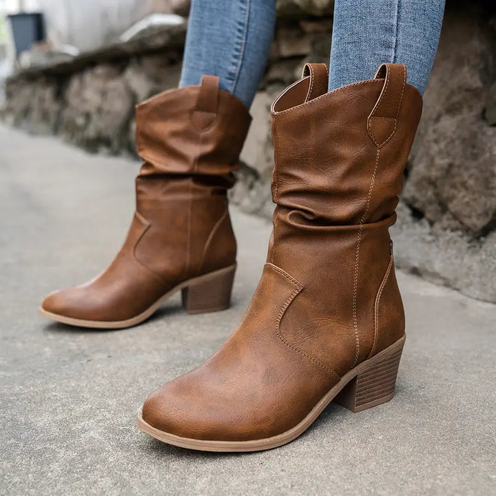 Amelie | Women Slouch Block Heel Boots