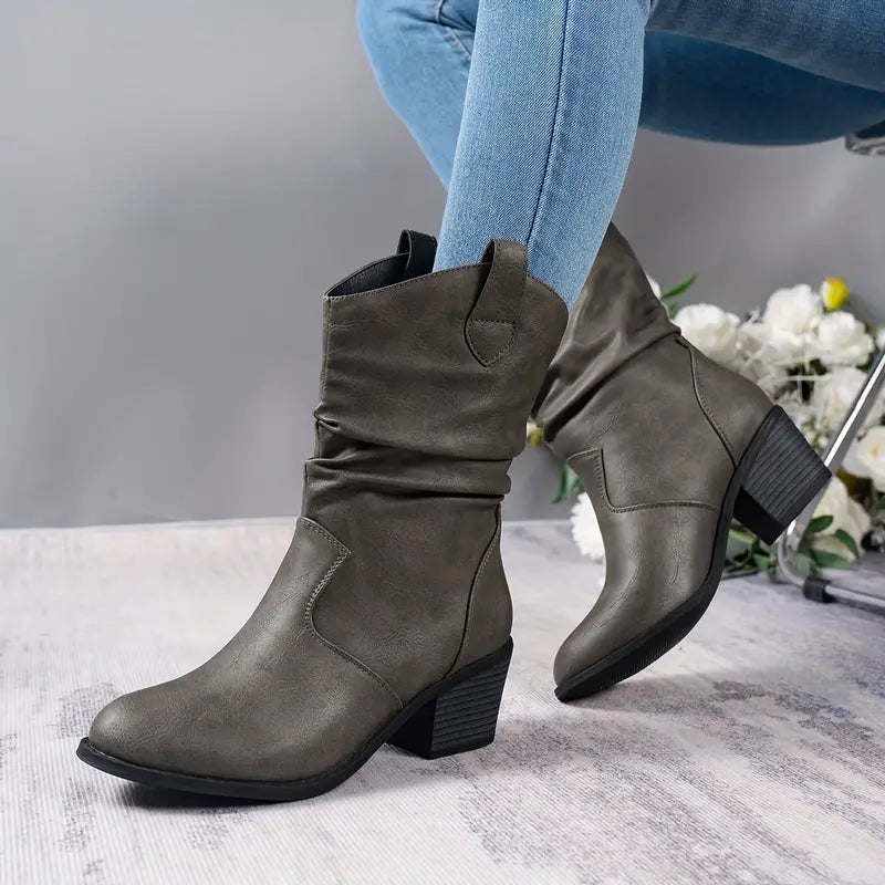 Amelie | Women Slouch Block Heel Boots