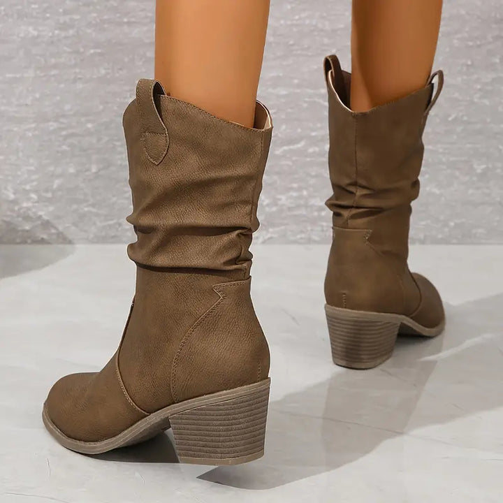 Amelie | Women Slouch Block Heel Boots