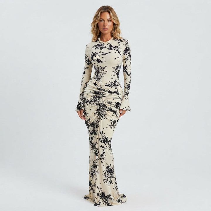 Gertrude | Women Velvet Flocked Formal Maxi Dress