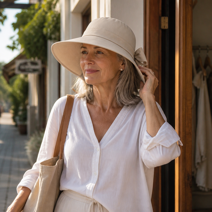 Octavia | Women's Straw Wide Brim Floppy Bow Packable Sun Hat