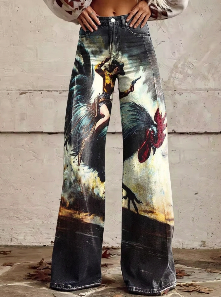 Hildred | Women Graphic Print Wide Leg Jeans