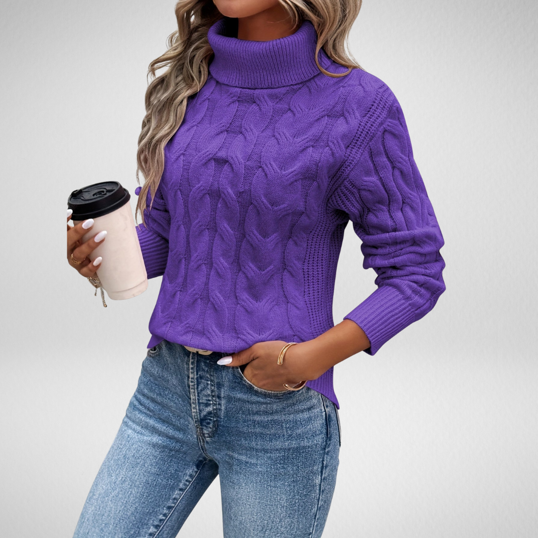 Alys | Women High Neck Cable Knit Sweater