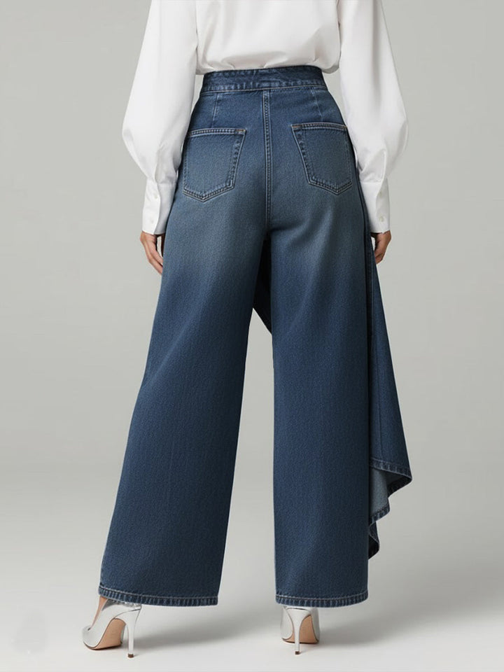 Iolanthe | Women Wrap Overlay High Waisted Blue Jeans