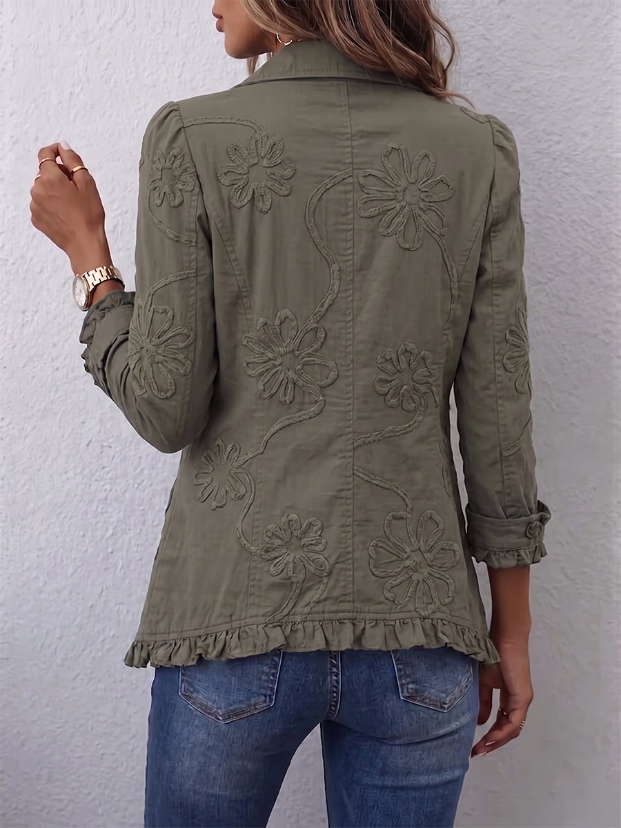 Ygraine | Women Embroidered Ruffle Jacket
