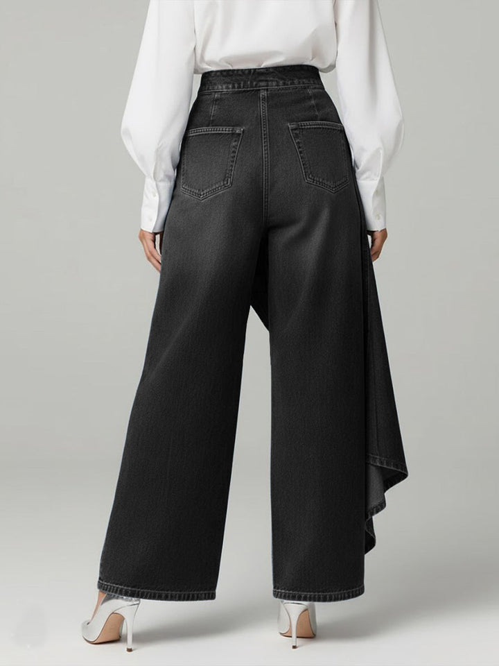 Iolanthe | Women Wrap Overlay High Waisted Blue Jeans
