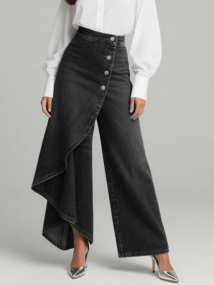 Iolanthe | Women Wrap Overlay High Waisted Blue Jeans