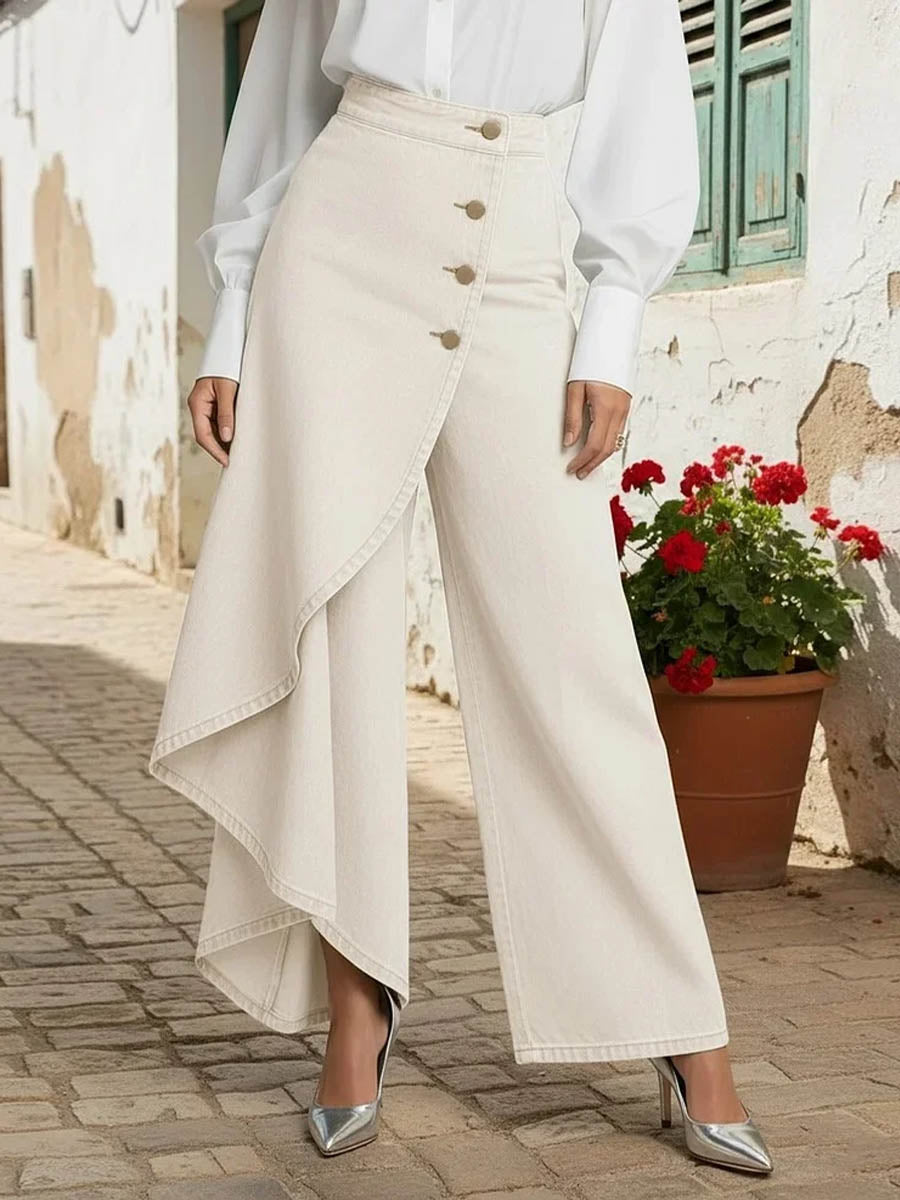 Iolanthe | Women Wrap Overlay High Waisted Blue Jeans