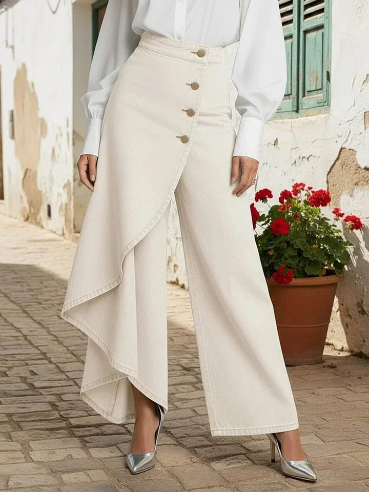 Iolanthe | Women Wrap Overlay High Waisted Blue Jeans