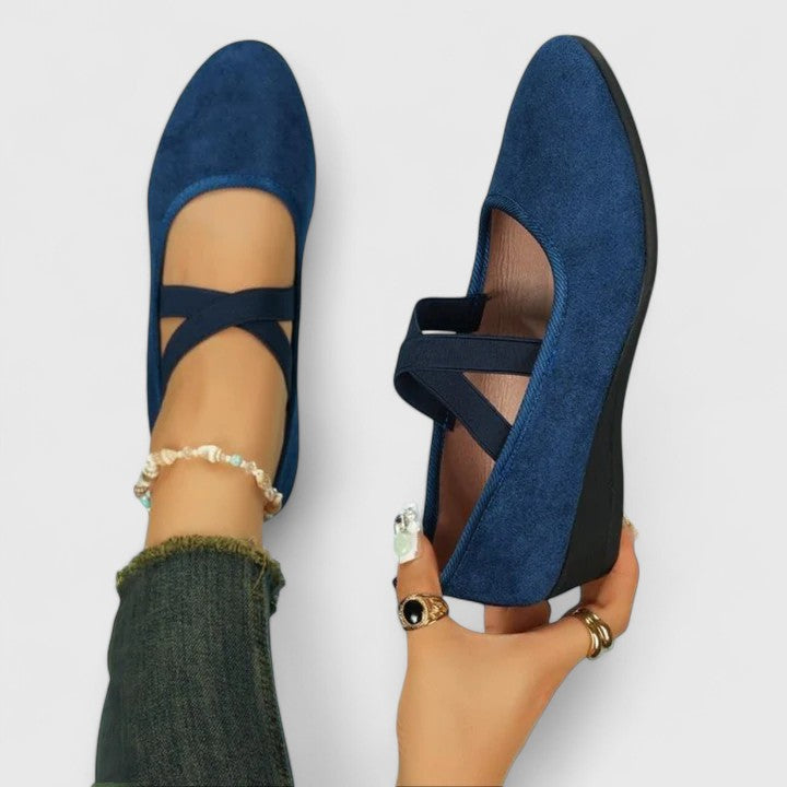 Delyth | Women Cross Strap Pointed Wedge Shoes