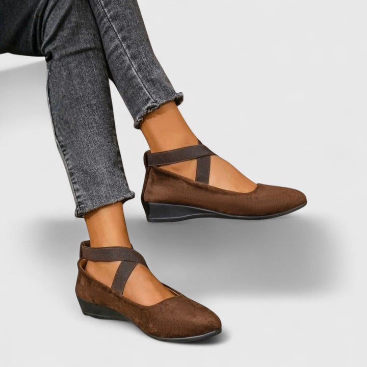 Delyth | Women Cross Strap Pointed Wedge Shoes