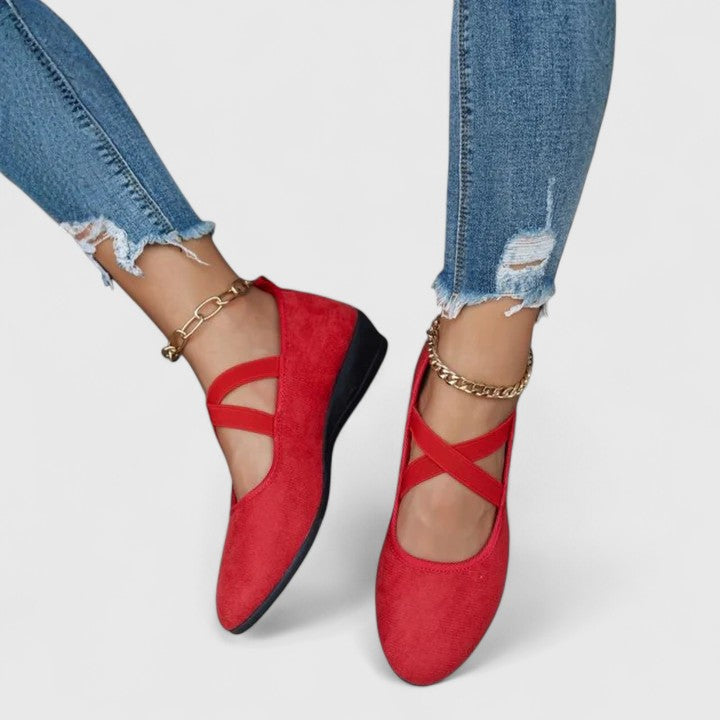 Delyth | Women Cross Strap Pointed Wedge Shoes