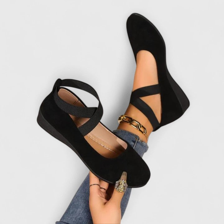 Delyth | Women Cross Strap Pointed Wedge Shoes