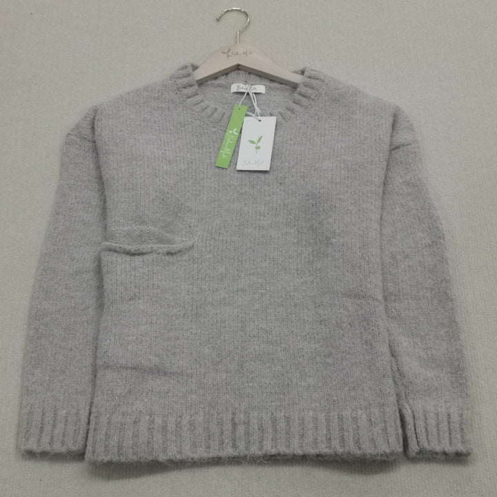Oaklee | Women's Cream Chunky Knit Drop Shoulder Pocket Sweater
