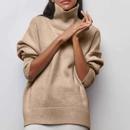 Farah | Women's Oversized Collared High Neck Turtleneck Sweater