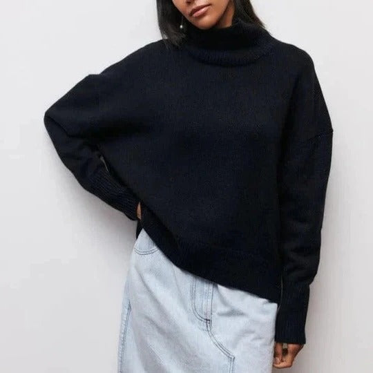 Farah | Women's Oversized Collared High Neck Turtleneck Sweater