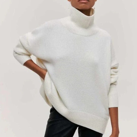 Farah | Women's Oversized Collared High Neck Turtleneck Sweater