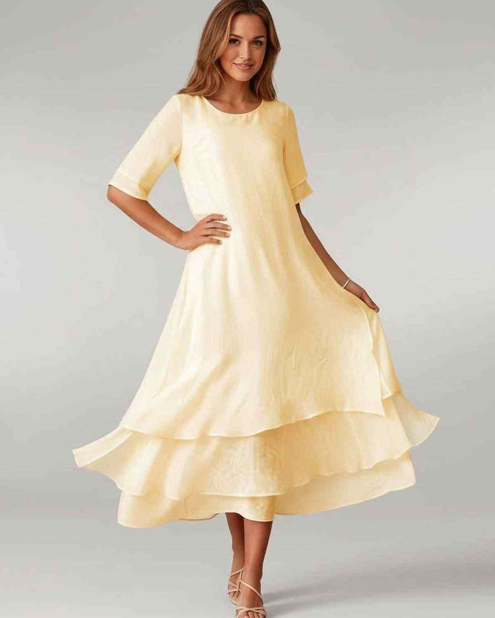 Aurelia | Women's Tiered Short Sleeve Elegant Cocktail Dress