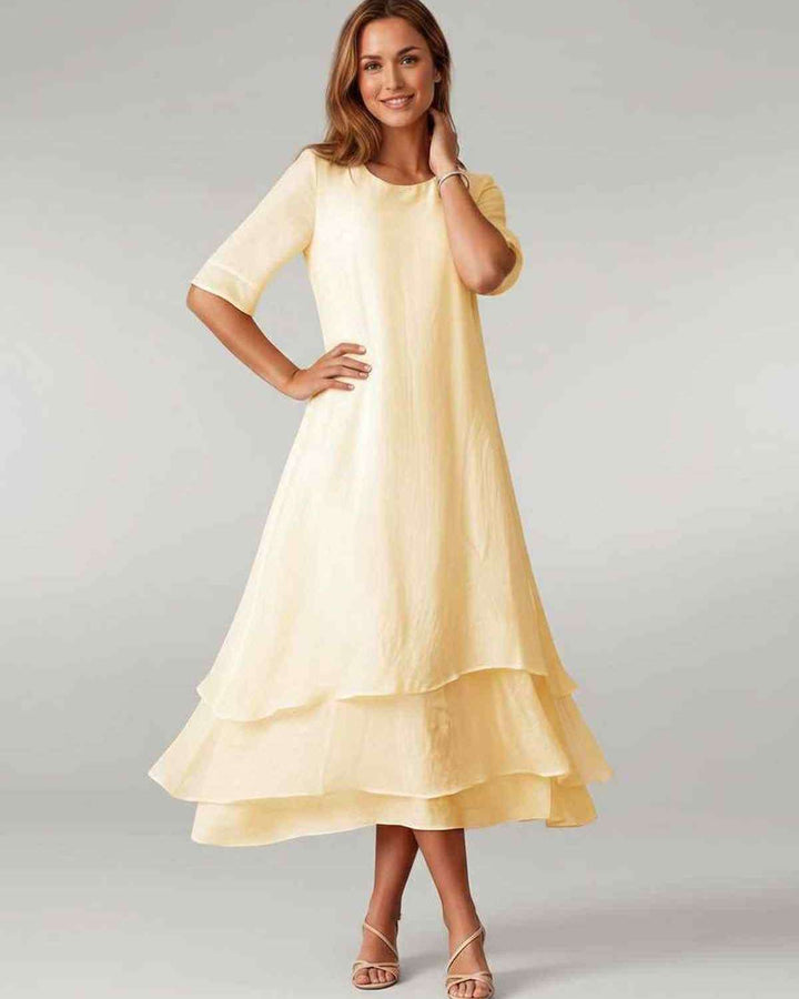 Aurelia | Women's Tiered Short Sleeve Elegant Cocktail Dress