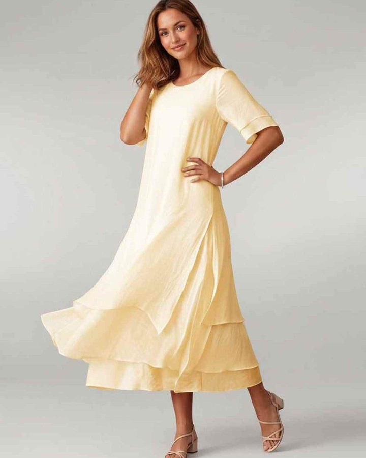 Aurelia | Women's Tiered Short Sleeve Elegant Cocktail Dress