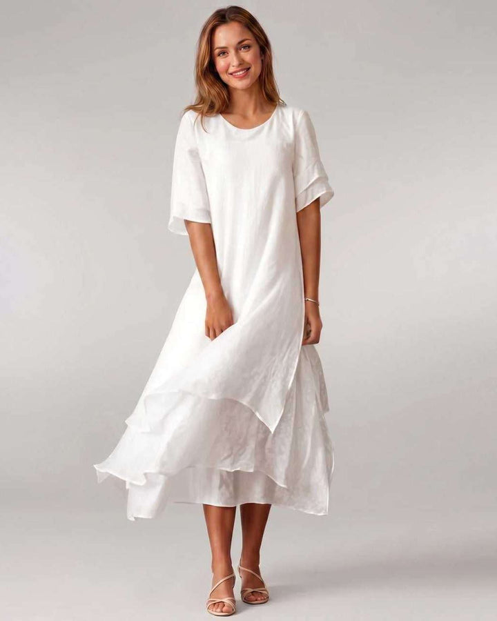 Aurelia | Women's Tiered Short Sleeve Elegant Cocktail Dress