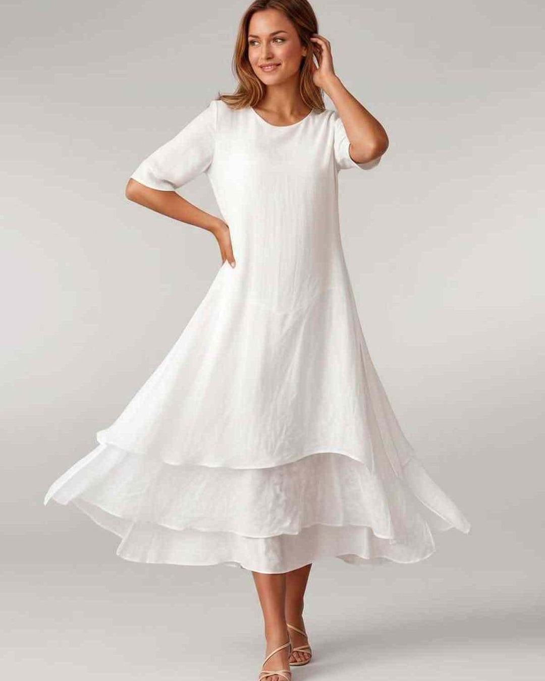Aurelia | Women's Tiered Short Sleeve Elegant Cocktail Dress