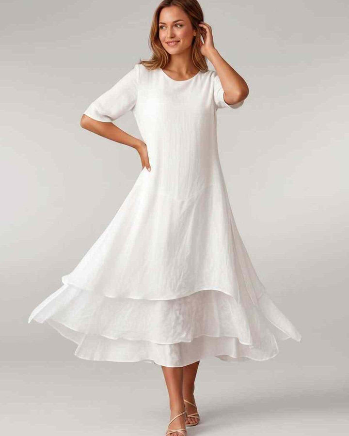 Aurelia | Women's Tiered Short Sleeve Elegant Cocktail Dress