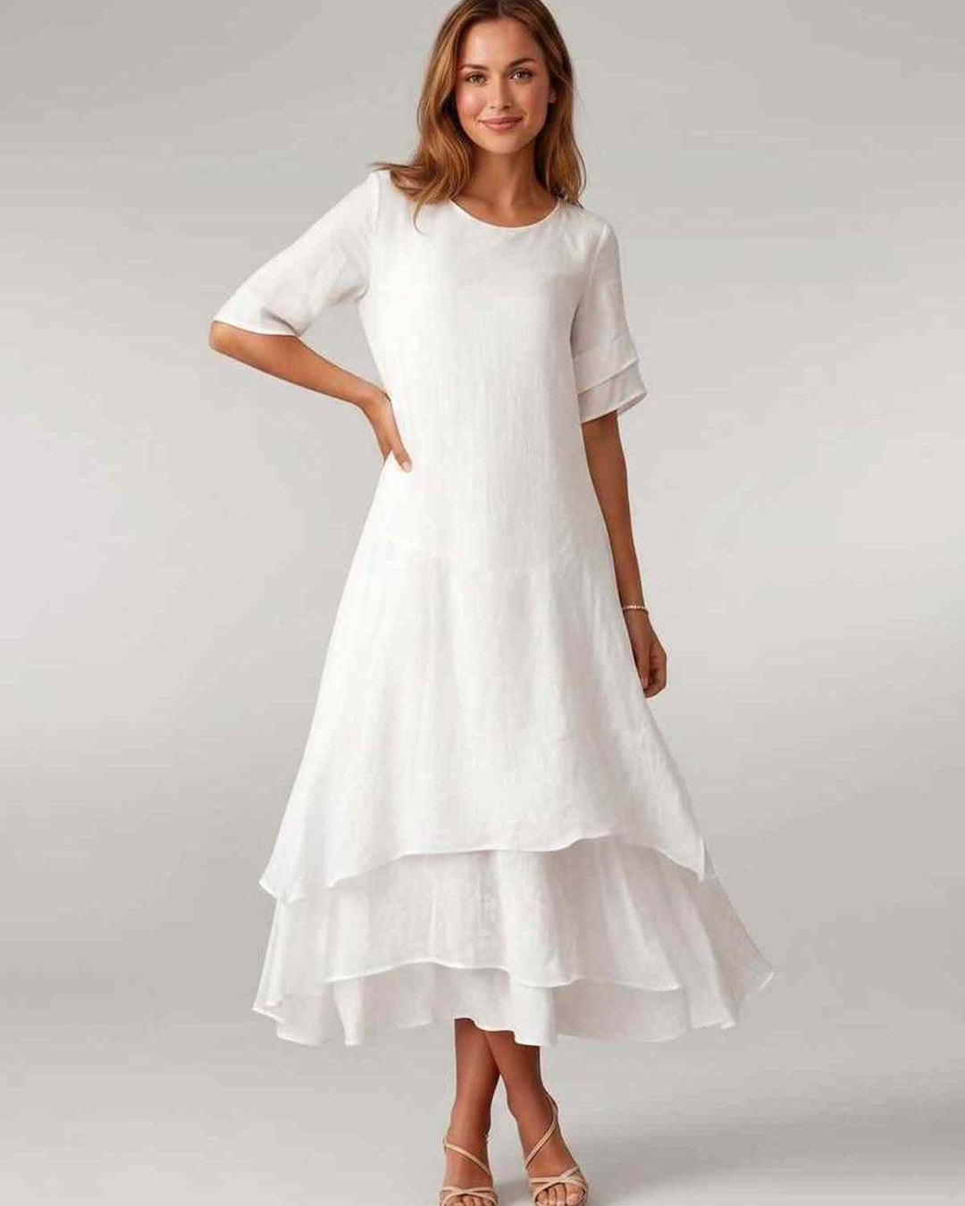 Aurelia | Women's Tiered Short Sleeve Elegant Cocktail Dress
