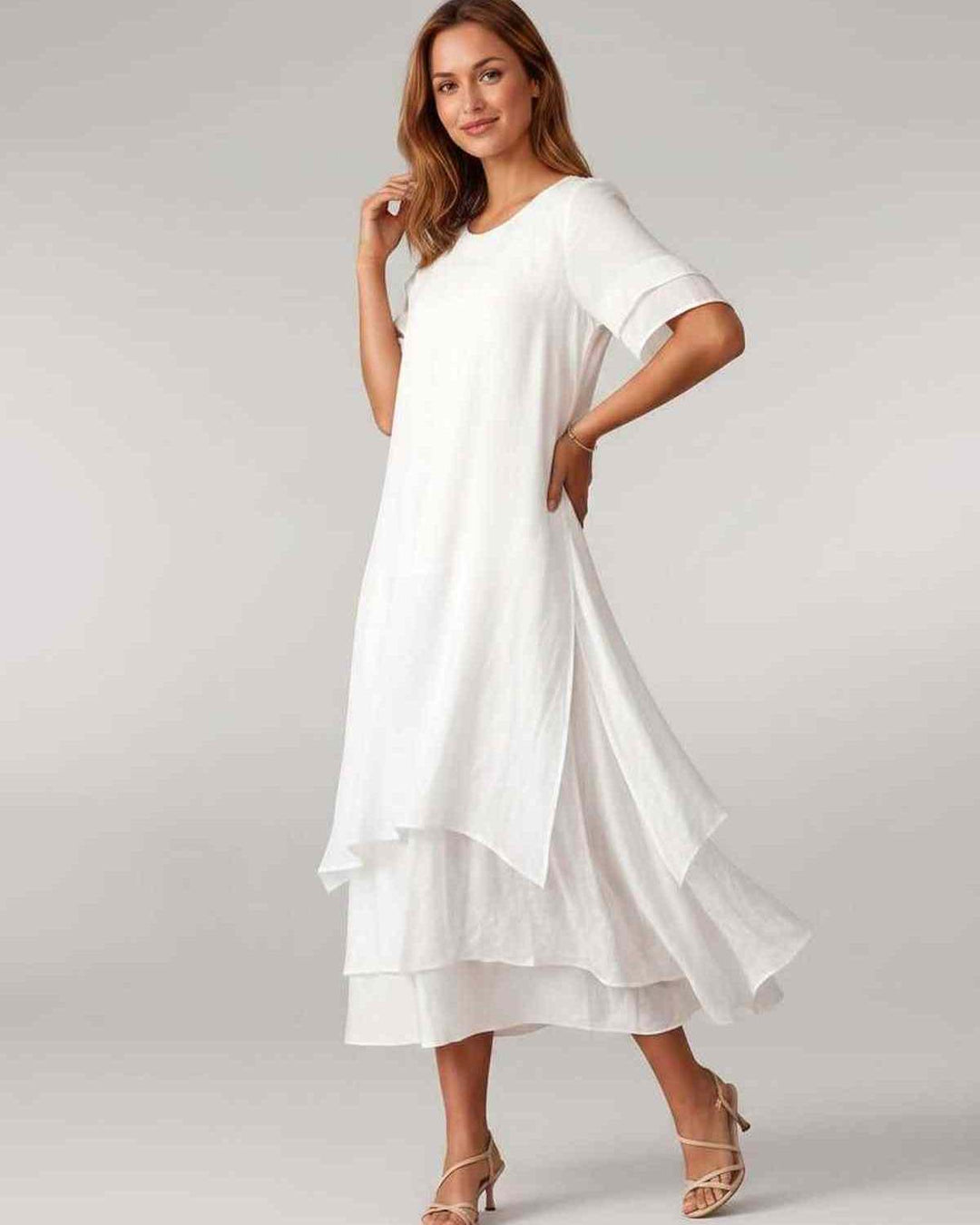 Aurelia | Women's Tiered Short Sleeve Elegant Cocktail Dress