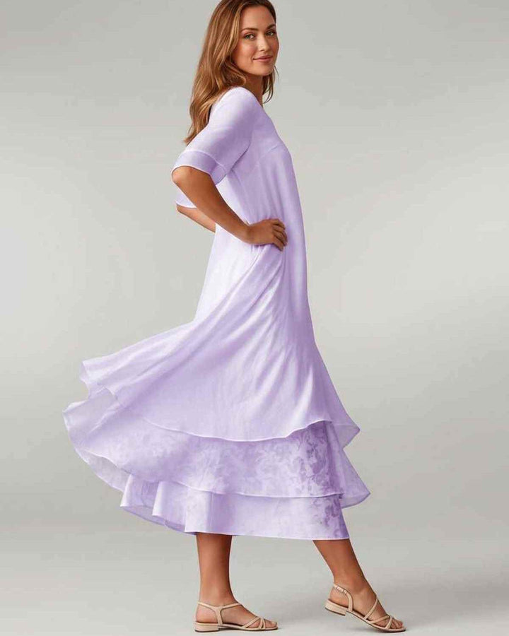 Aurelia | Women's Tiered Short Sleeve Elegant Cocktail Dress