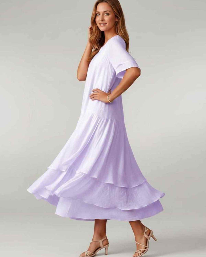 Aurelia | Women's Tiered Short Sleeve Elegant Cocktail Dress