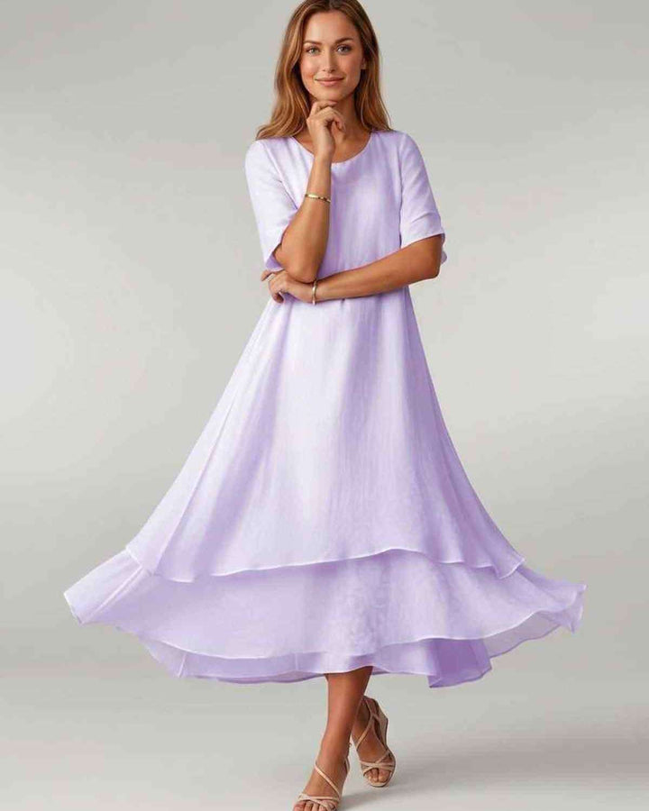 Aurelia | Women's Tiered Short Sleeve Elegant Cocktail Dress