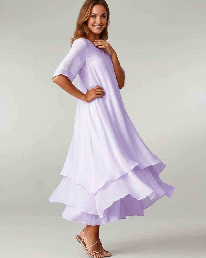 Aurelia | Women's Tiered Short Sleeve Elegant Cocktail Dress