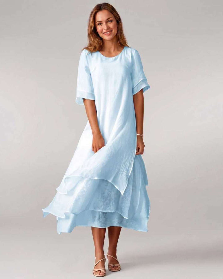 Aurelia | Women's Tiered Short Sleeve Elegant Cocktail Dress