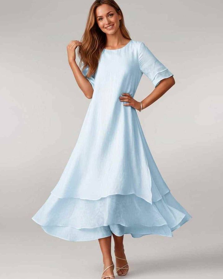 Aurelia | Women's Tiered Short Sleeve Elegant Cocktail Dress