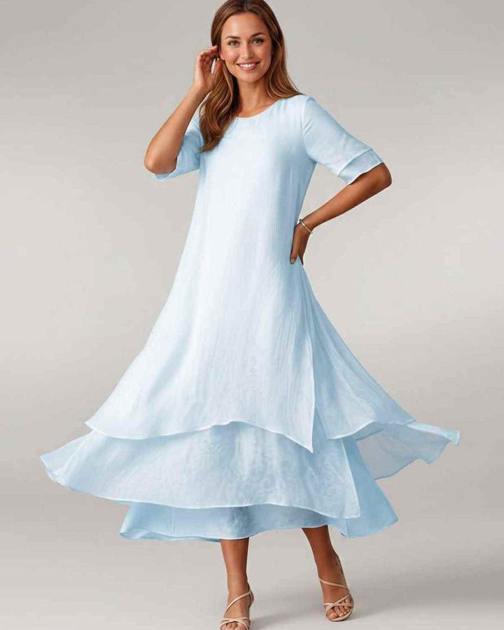 Aurelia | Women's Tiered Short Sleeve Elegant Cocktail Dress