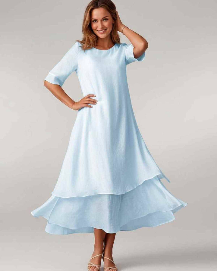 Aurelia | Women's Tiered Short Sleeve Elegant Cocktail Dress