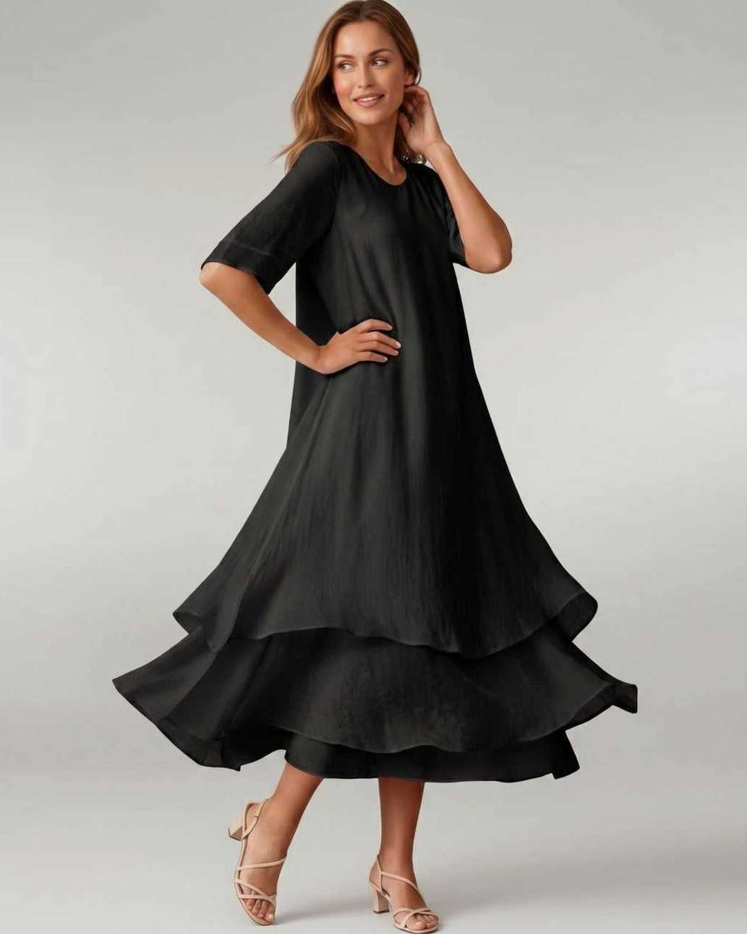 Aurelia | Women's Tiered Short Sleeve Elegant Cocktail Dress