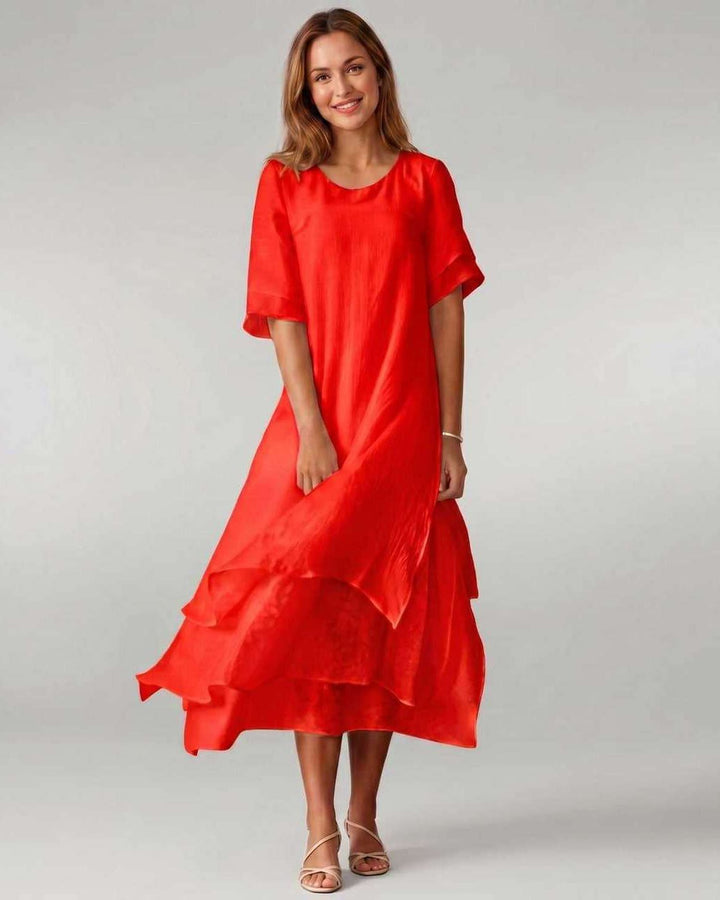 Aurelia | Women's Tiered Short Sleeve Elegant Cocktail Dress