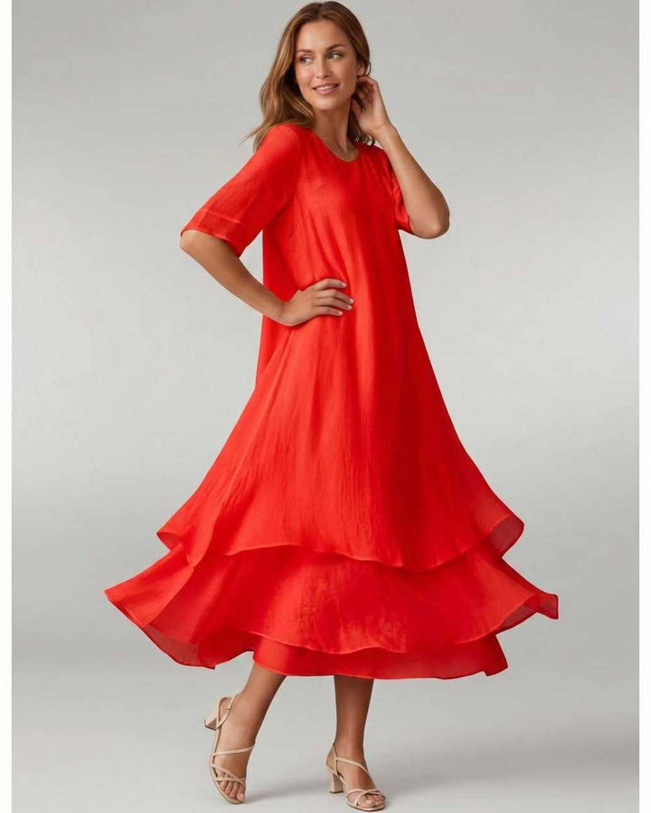 Aurelia | Women's Tiered Short Sleeve Elegant Cocktail Dress