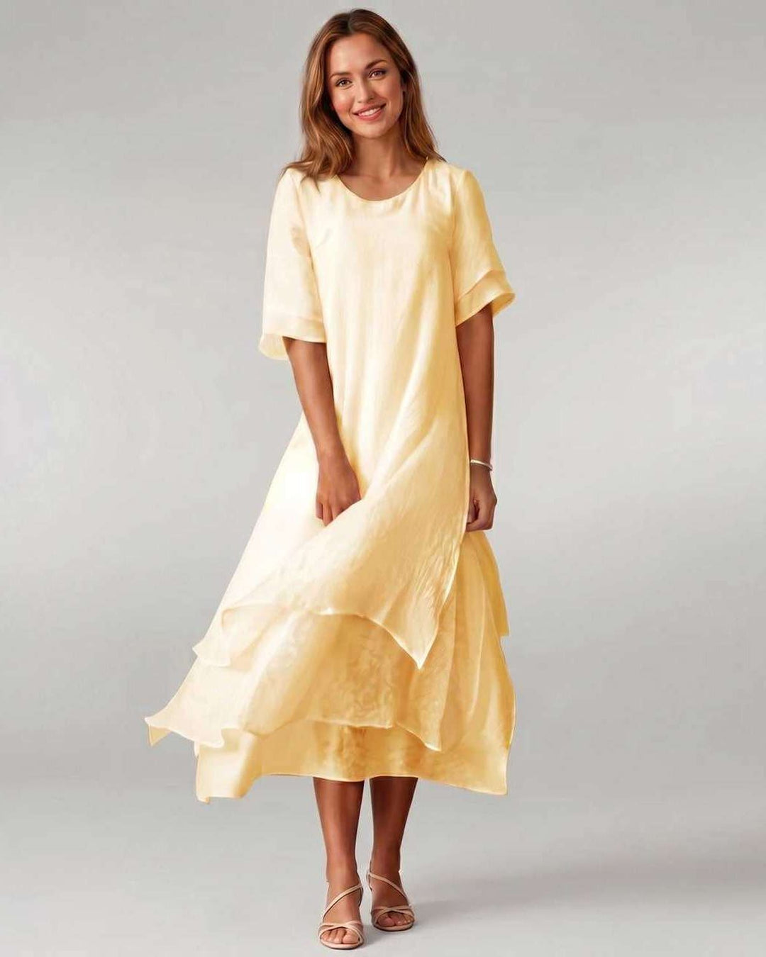 Aurelia | Women's Tiered Short Sleeve Elegant Cocktail Dress