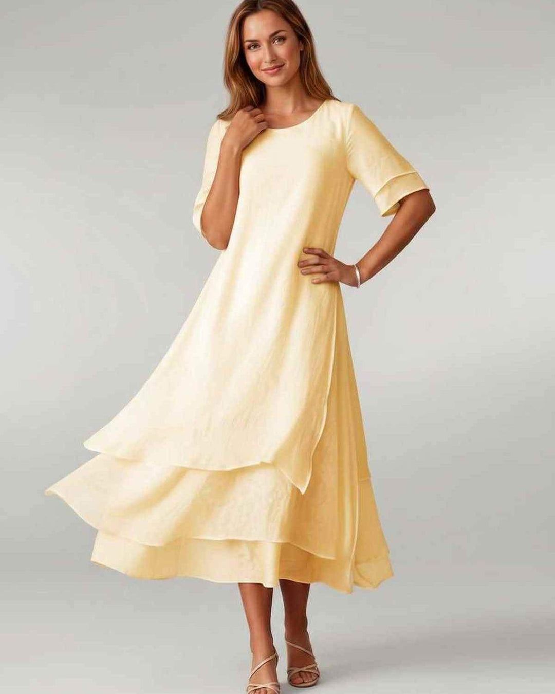 Aurelia | Women's Tiered Short Sleeve Elegant Cocktail Dress
