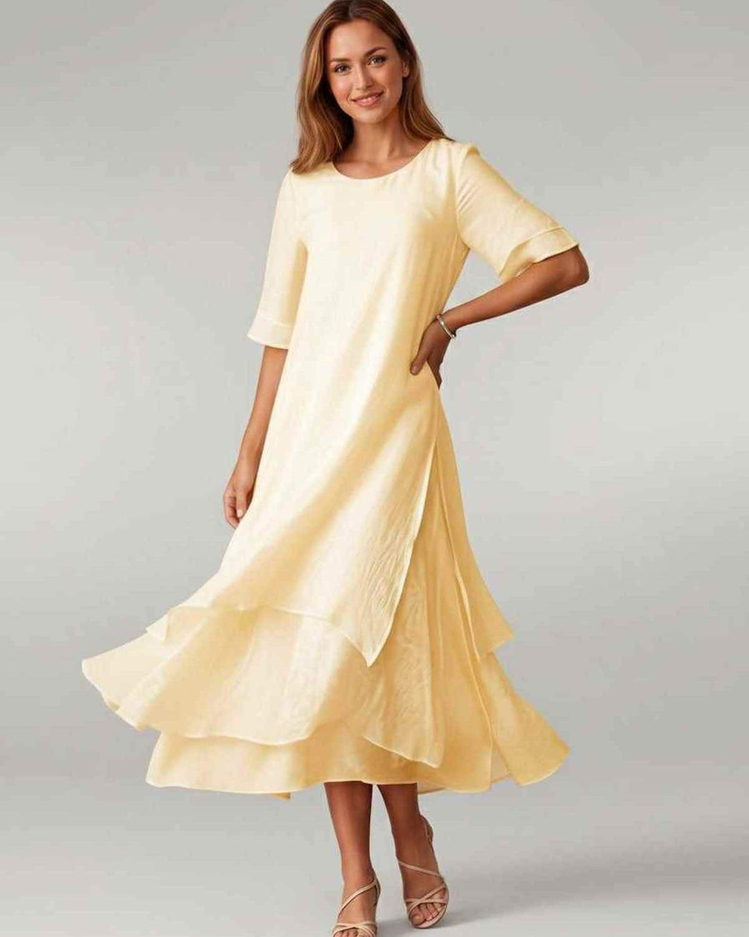 Aurelia | Women's Tiered Short Sleeve Elegant Cocktail Dress