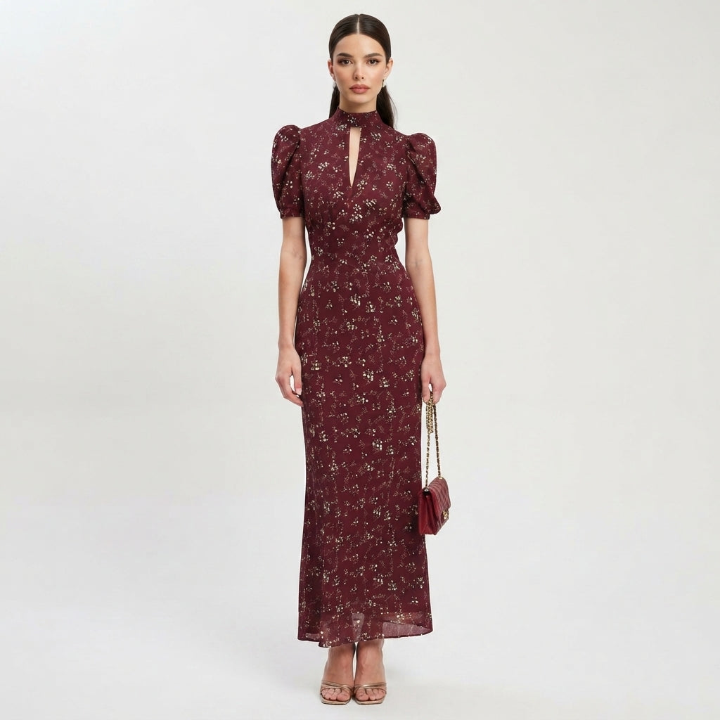 Faustina | Women Puff Sleeve Keyhole Race Day Dress