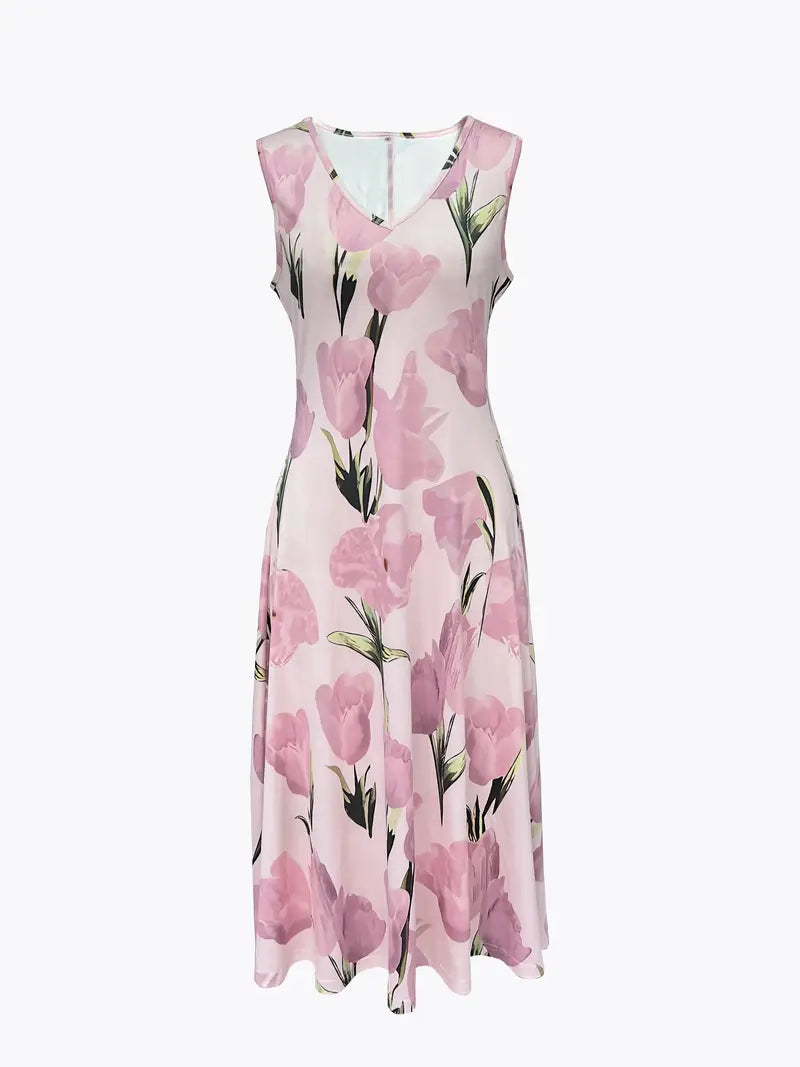 Lettice | Women Floral Jacket Pink Midi Dress
