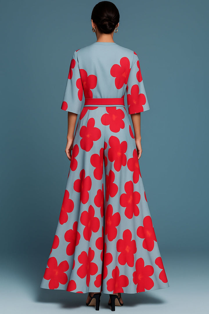 Elegant Floral Bridesmaid Dress for Women with V Neck Plus Size Flowy Wedding Style