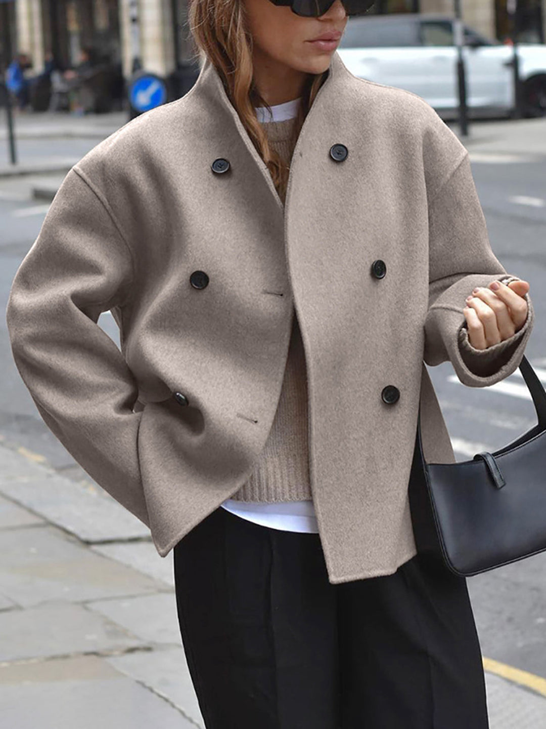 Hildreth | Women Stand Collar Wool Pea Coat