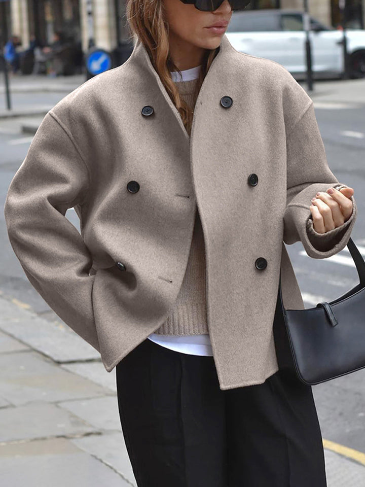 Hildreth | Women Stand Collar Wool Pea Coat
