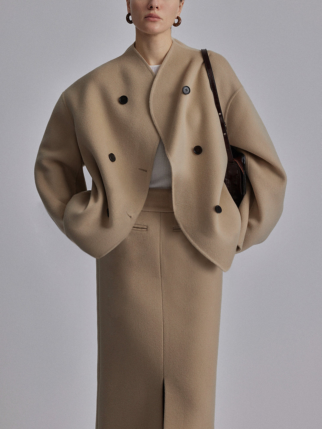 Hildreth | Women Stand Collar Wool Pea Coat
